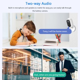 1080P High Definition Wireless WiFi Security Camera Rechargeable Battery Powered Home Surveillance Camera,IP65 Waterproof,PIR Motion Detection,Two Way Audio,Remote View,with 2pcs Rechargeable Battery