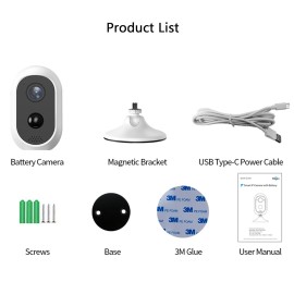 1080P High Definition Wireless WiFi Security Camera Rechargeable Battery Powered Home Surveillance Camera,IP65 Waterproof,PIR Motion Detection,Two Way Audio,Remote View,with 2pcs Rechargeable Battery