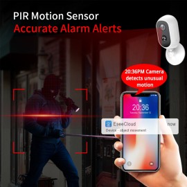 1080P High Definition Wireless WiFi Security Camera Rechargeable Battery Powered Home Surveillance Camera,IP65 Waterproof,PIR Motion Detection,Two Way Audio,Remote View,with 2pcs Rechargeable Battery