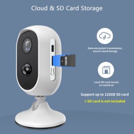 1080P High Definition Wireless WiFi Security Camera Rechargeable Battery Powered Home Surveillance Camera,IP65 Waterproof,PIR Motion Detection,Two Way Audio,Remote View,with 2pcs Rechargeable Battery