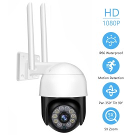 2MP PTZ Security Camera Outdoor 1080P HD Wireless WiFi Surveillance Camera Support Night Vision,Motion Detection,Two-way Audio