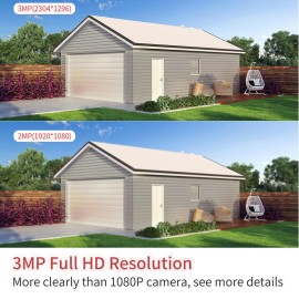 3MP Wireless Security Camera WiFi Security Camera Outdoor IP66 Waterproof Surveillance Camera with Night Vision, Motion Detection, Remote Access, Two-way Audio