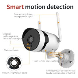 3MP Wireless Security Camera WiFi Security Camera Outdoor IP66 Waterproof Surveillance Camera with Night Vision, Motion Detection, Remote Access, Two-way Audio