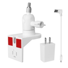 1PCS Outlet Mount for Compatible with Ring Indoor Cam, Plug-in Wall Mount Stand with Power Adapter and Cable for Compatible with Wyze Cam Pan, 360 Degree Swivel and Space Saving Design Without Messy Wires or Wall Damage (1 Pack)
