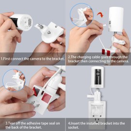 1PCS Outlet Mount for Compatible with Ring Indoor Cam, Plug-in Wall Mount Stand with Power Adapter and Cable for Compatible with Wyze Cam Pan, 360 Degree Swivel and Space Saving Design Without Messy Wires or Wall Damage (1 Pack)