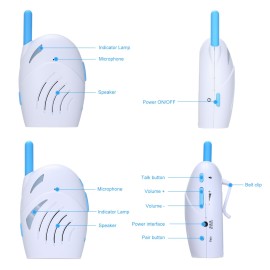Portable 2.4GHz Wireless Digital Audio Baby Monitor Two Way Talk Crystal Clear Baby Cry Detector Sensitive Transmission