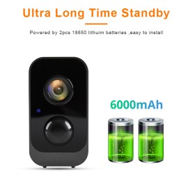 1080P Full High Definition Rechargeable Battery Security Camera Outdoor Waterproof Wireless WiFi Surveillance Camera with Infrared Night Vision,Two-way Audio,PIR Motion Detection with 2pcs Batteries