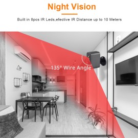 1080P Full High Definition Rechargeable Battery Security Camera Outdoor Waterproof Wireless WiFi Surveillance Camera with Infrared Night Vision,Two-way Audio,PIR Motion Detection with 2pcs Batteries