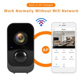 1080P Full High Definition Rechargeable Battery Security Camera Outdoor Waterproof Wireless WiFi Surveillance Camera with Infrared Night Vision,Two-way Audio,PIR Motion Detection with 2pcs Batteries