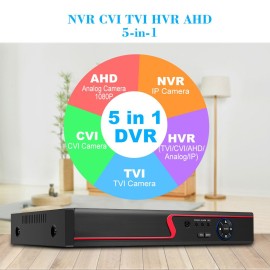 4CH 1080P DVR Recorder H.264+ CCTV 5-in-1 NVR/AHD/Analog/TVI/CVI Digital Video Recorder for Home Surveillance System (No Hard Drive)