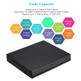4CH Channel CCTV Video Recorder 1080P Hybrid NVR AHD TVI CVI DVR 5-in-1 P2P Cloud Network Support Plug and Play Phone APP Free CMS Browser View Motion Detection PTZ for CCTV Security Camera Surveillance System