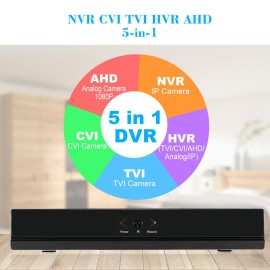 4CH Channel CCTV Video Recorder 1080P Hybrid NVR AHD TVI CVI DVR 5-in-1 P2P Cloud Network Support Plug and Play Phone APP Free CMS Browser View Motion Detection PTZ for CCTV Security Camera Surveillance System