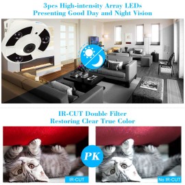 HD 2000TVL 1080P 1.7mm Fisheye 360° Panoramic Security CCTV Camera Home Surveillance PAL System