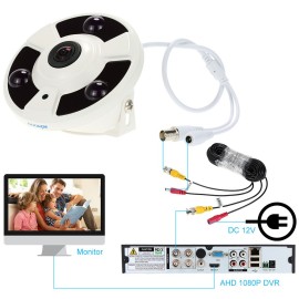 HD 2000TVL 1080P 1.7mm Fisheye 360° Panoramic Security CCTV Camera Home Surveillance PAL System
