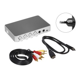 KM200 Karaoke Sound Mixer Portable Digital Stereo Audio Echo System 4K/2K HDMI Karaoke Amplifier with Dual Microphone EU Plug