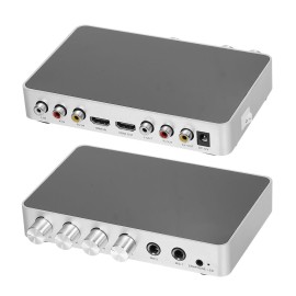 KM200 Karaoke Sound Mixer Portable Digital Stereo Audio Echo System 4K/2K HDMI Karaoke Amplifier with Dual Microphone EU Plug