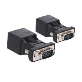 2PCS VGA to RJ45 Adapter VGA Male to RJ45 Adapter Ethernet Port Converter CAT5e CAT6 Network Cable Adapter