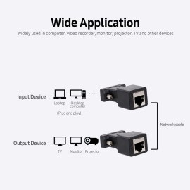2PCS VGA to RJ45 Adapter VGA Male to RJ45 Adapter Ethernet Port Converter CAT5e CAT6 Network Cable Adapter
