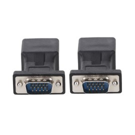 2PCS VGA to RJ45 Adapter VGA Male to RJ45 Adapter Ethernet Port Converter CAT5e CAT6 Network Cable Adapter