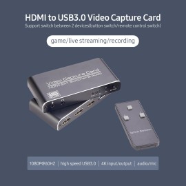 NK-X6 HDMI to USB3.0 Video Capture Card 4K 1080P HDMI 2-in-1 Switcher&Audio Compatible with PS4/XBOX/Recording/Live Streaming