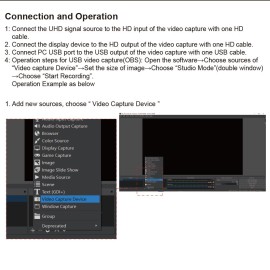 HD Video Capture Card with HD Loop-out USB 3.0 Capture Card Live Streaming Video Converter 4K Input 1080P 60fps Output Black