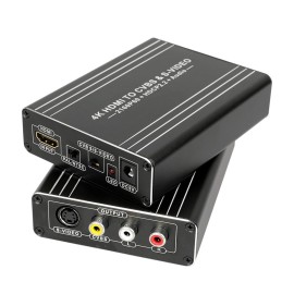 HDMI Converter HDMI to AV&SVideo Converter 4K UHD Image Quality Audio Video Synchronous Transmission Plug and Play US Plug