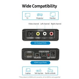 HDMI Converter HDMI to AV&SVideo Converter 4K UHD Image Quality Audio Video Synchronous Transmission Plug and Play US Plug