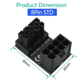PH38A ATX 8Pin Female to 8Pin Male 180 Degree Angled Adapter for Desktops Graphics Card
