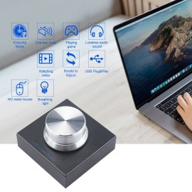 USB Volume Control Audio Adjuster Volume Controller Audio Digital Remote Control One Key Mute Function Plug and Play Black