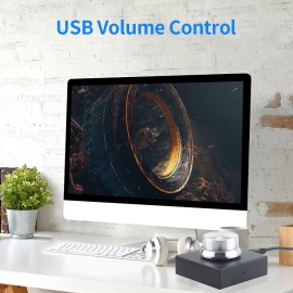 USB Volume Control Audio Adjuster Volume Controller Audio Digital Remote Control One Key Mute Function Plug and Play Black
