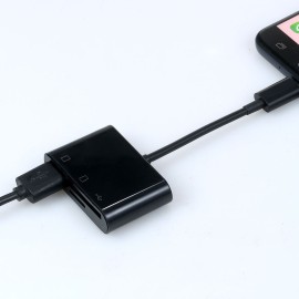 3-in-1 Micro USB to USB2.0+SD+TF Adapter Micro USB OTG to USB2.0 Adapter SD TF Micro SD Card Reader for Micro USB Devices, Black