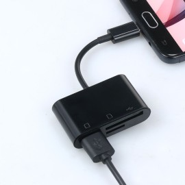 3-in-1 Micro USB to USB2.0+SD+TF Adapter Micro USB OTG to USB2.0 Adapter SD TF Micro SD Card Reader for Micro USB Devices, Black