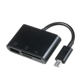 3-in-1 Micro USB to USB2.0+SD+TF Adapter Micro USB OTG to USB2.0 Adapter SD TF Micro SD Card Reader for Micro USB Devices, Black