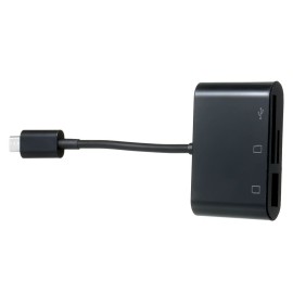 3-in-1 Micro USB to USB2.0+SD+TF Adapter Micro USB OTG to USB2.0 Adapter SD TF Micro SD Card Reader for Micro USB Devices, Black