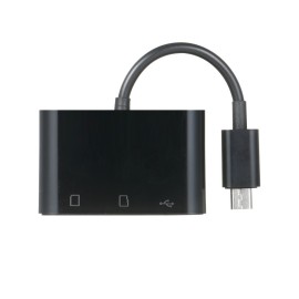 3-in-1 Micro USB to USB2.0+SD+TF Adapter Micro USB OTG to USB2.0 Adapter SD TF Micro SD Card Reader for Micro USB Devices, Black