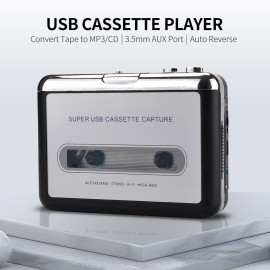 USB Cassette Player Portable Tape Convert Player Tape to MP3/CD Format Capture MP3 Audio Music Via USB