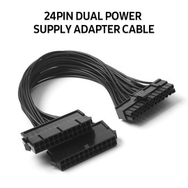 24Pin Dual Power Supply Adapter Cable 24 Pin Extension Cable Dual Power Supply 24Pin to 24Pin(20+4Pin) Start Cable 30cm
