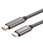 Type-C Male to Mini DP Male Cable 4K@60Hz USB-C to Mini DP Converter Support Sync Output Audio&Video, Grey 2m