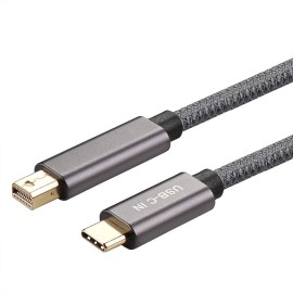 Type-C Male to Mini DP Male Cable 4K@60Hz USB-C to Mini DP Converter Support Sync Output Audio&Video, Grey 2m