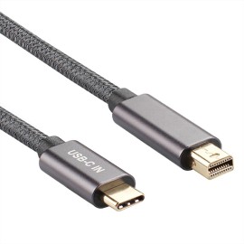 Type-C Male to Mini DP Male Cable 4K@60Hz USB-C to Mini DP Converter Support Sync Output Audio&Video, Grey 2m