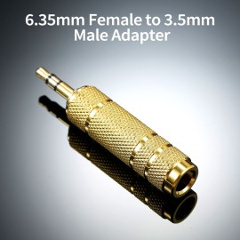 6.35mm Female to 3.5mm TRS Male Stereo Audio Adapter 6.35mm to 3.5mm Converter for Headphone Amplifier, Plastic