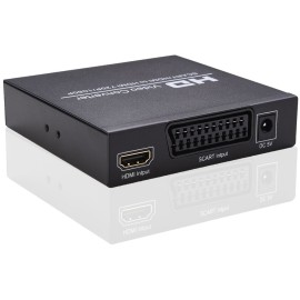 SCART/HD to HD Video Converter Support 720P/1080P Switch PAL/NTSC Switch SCART HD Input HD 3.5mm Audio Coaxial Output EU Plug