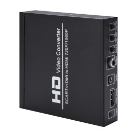 SCART/HD to HD Video Converter Support 720P/1080P Switch PAL/NTSC Switch SCART HD Input HD 3.5mm Audio Coaxial Output EU Plug