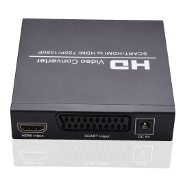 SCART/HD to HD Video Converter Support 720P/1080P Switch PAL/NTSC Switch SCART HD Input HD 3.5mm Audio Coaxial Output EU Plug
