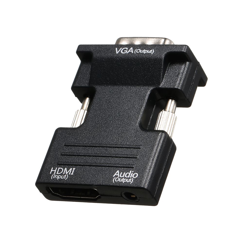 HD Male to VGA Female Adapter with 3.5mm Audio Port Support 1920*1080 Resolution Independent Audio Output Small Size Black