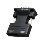 HD Male to VGA Female Adapter with 3.5mm Audio Port Support 1920*1080 Resolution Independent Audio Output Small Size Black