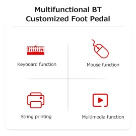 Multifunctional Foot Pedal Wireless BT Foot Switch Support BT/USB Wired Connection Stable Transmission Wide Compatibility