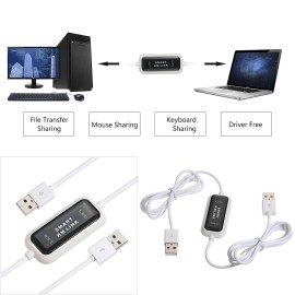 2 Port USB KM Keyboard Mouse Switch File Data Transfer Share Link Cable