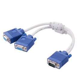 VGA Cable 1 Male to 2 Female VGA Adapter Cable for Desktop/Laptop/Projector/STB with Dual Magnetic Ring