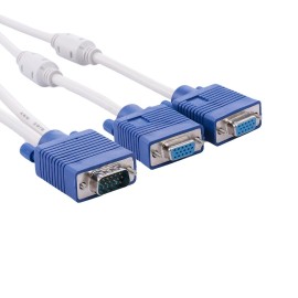 VGA Cable 1 Male to 2 Female VGA Adapter Cable for Desktop/Laptop/Projector/STB with Dual Magnetic Ring